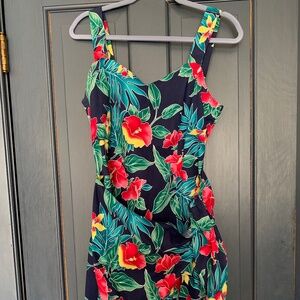 Tropical print mini dress